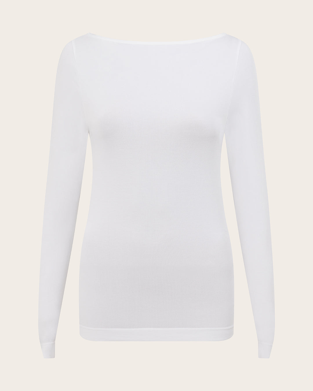 Base Layer Boatneck Long Sleeve Top - White