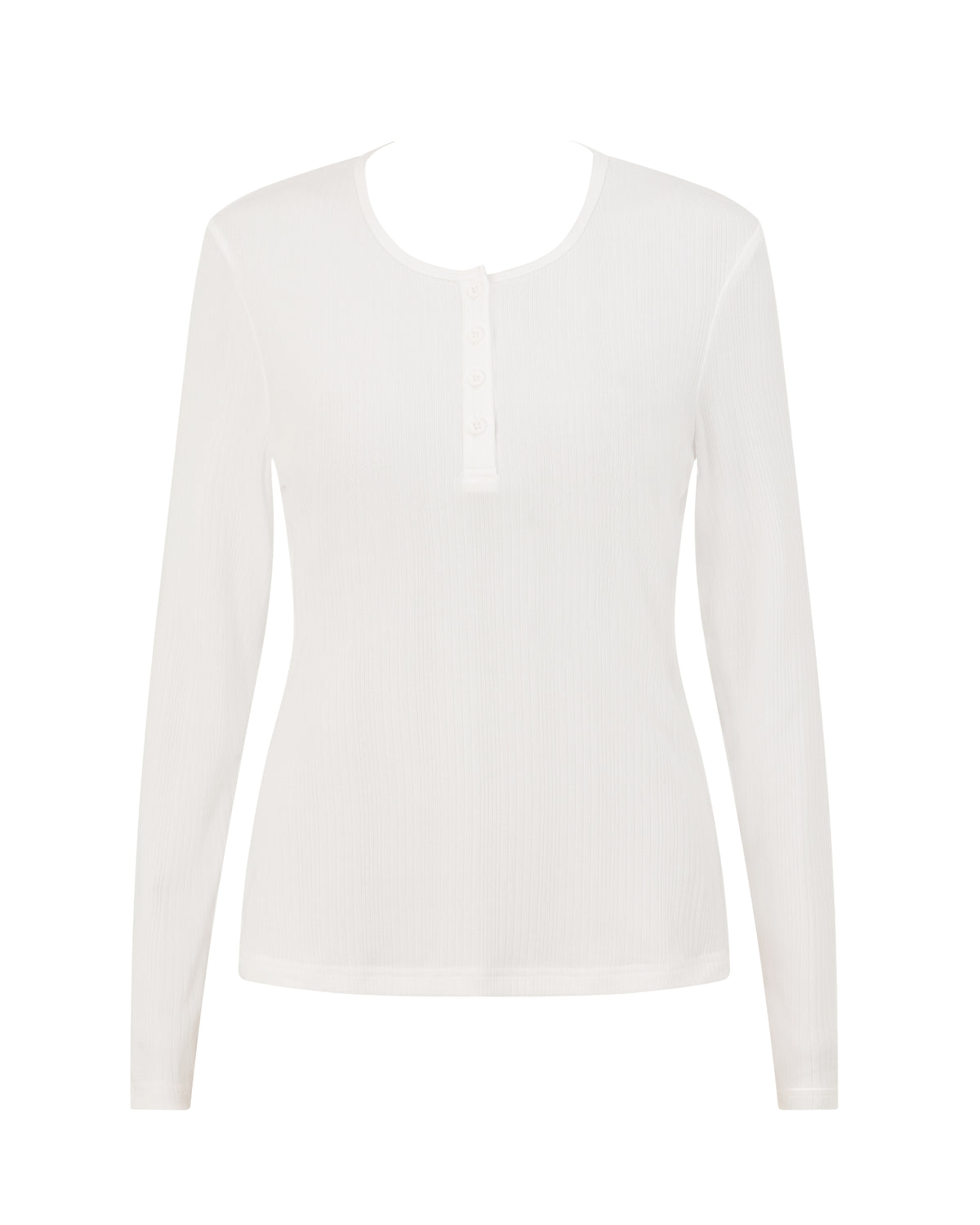 Long Sleeve Henley Top - Chalk White