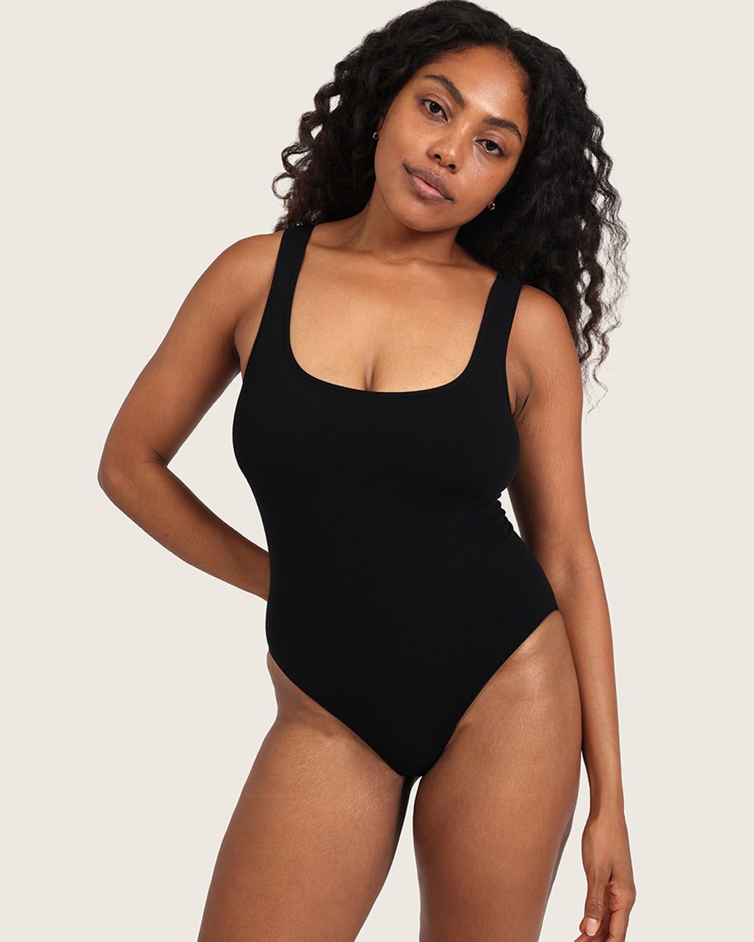 Ribbed Square Neck Bodysuit