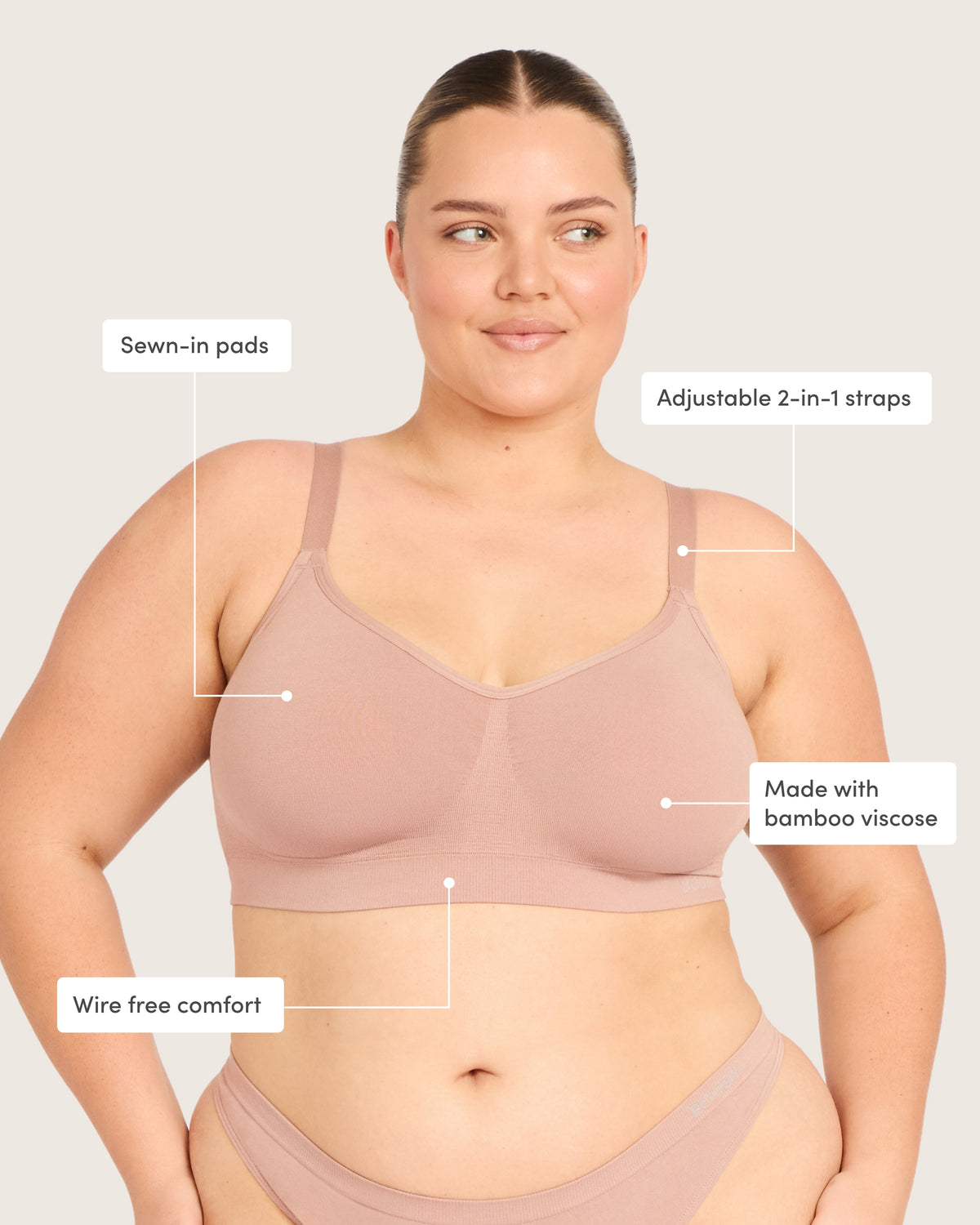 Wireless Full Bust T-Shirt Bra - Chai