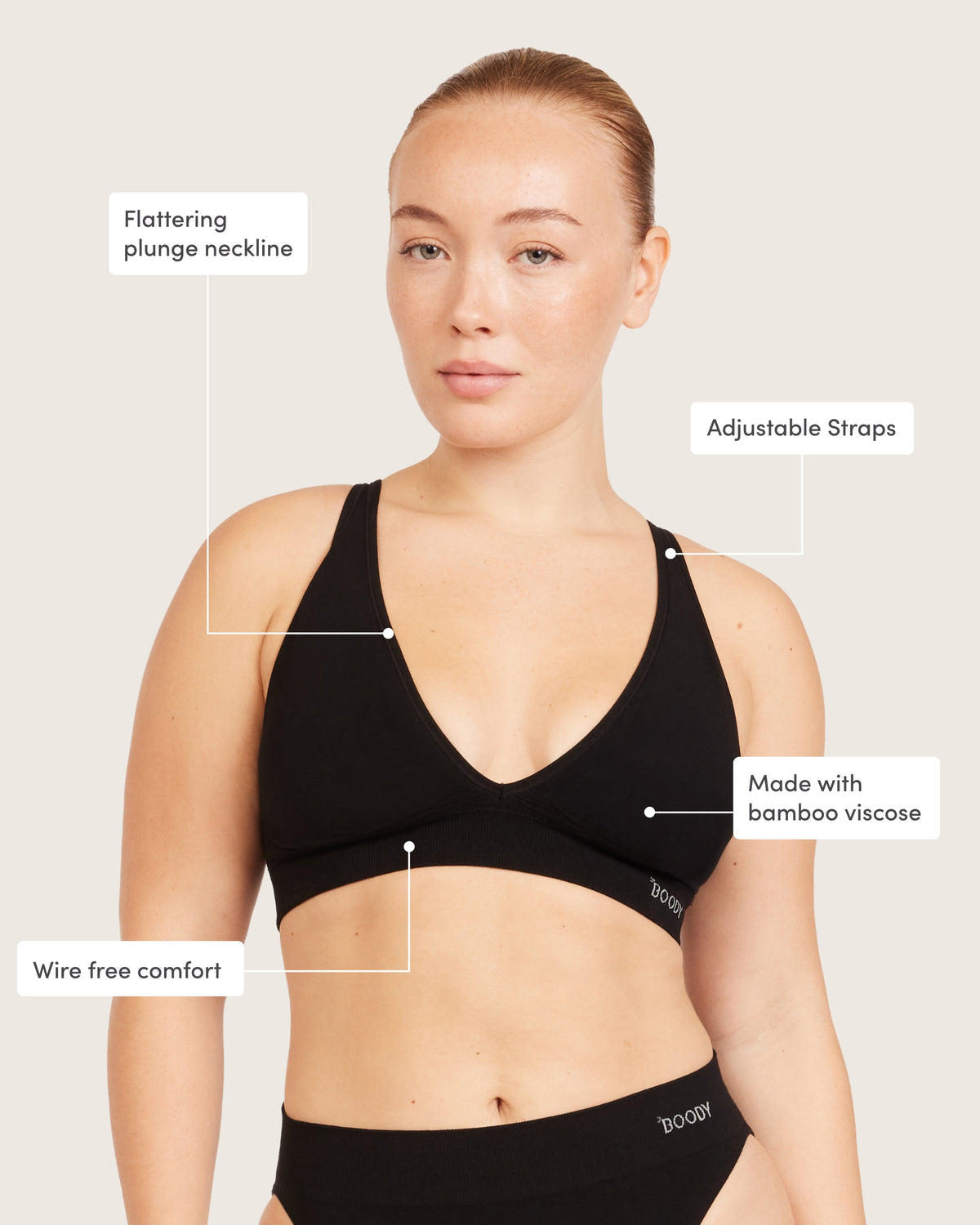 Wireless Plunge Bralette - Black