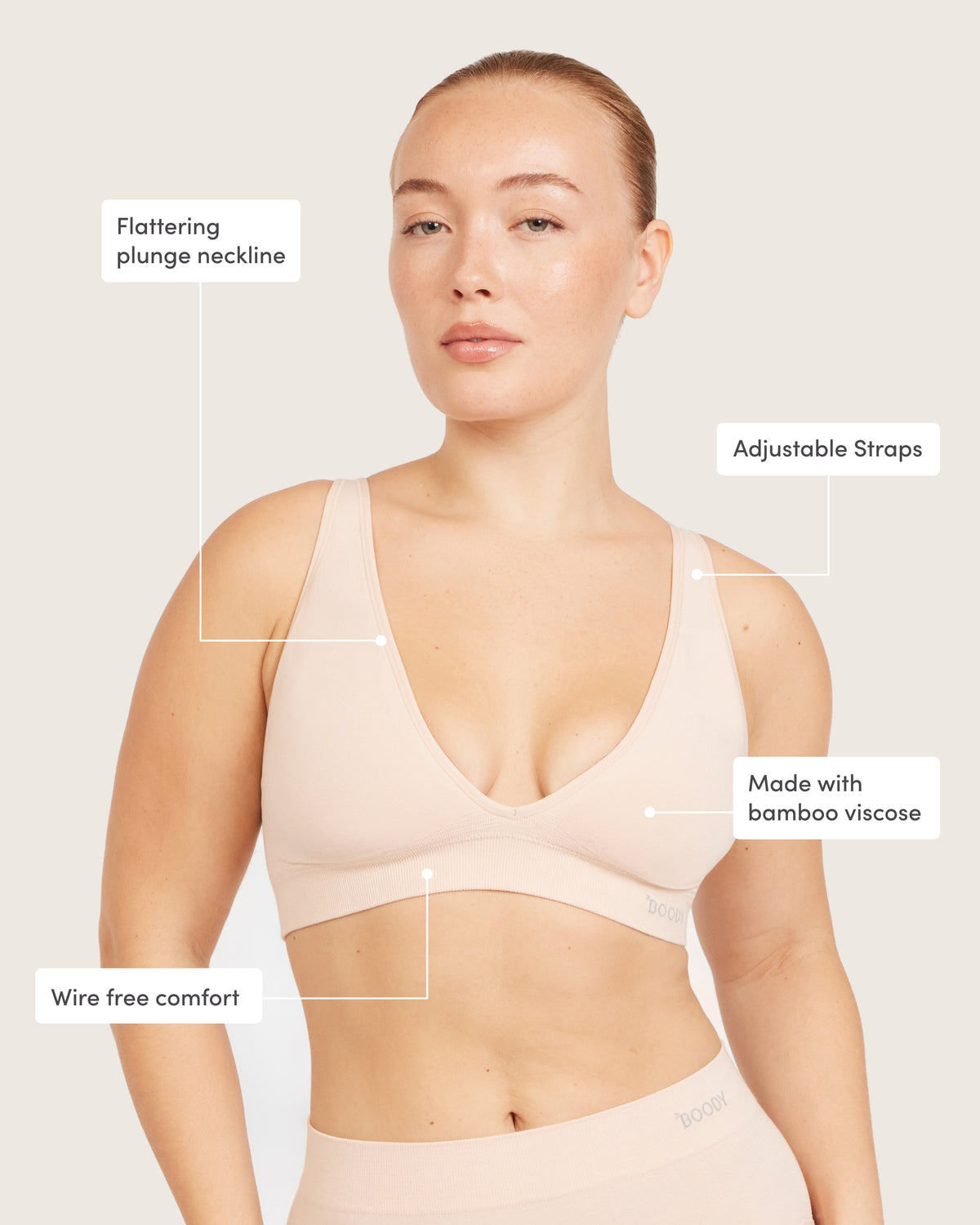 Wireless Plunge Bralette - Shell