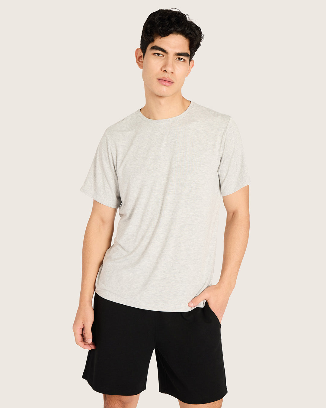 Men's Base Layer Crew Neck T-Shirt - Light Grey Marl