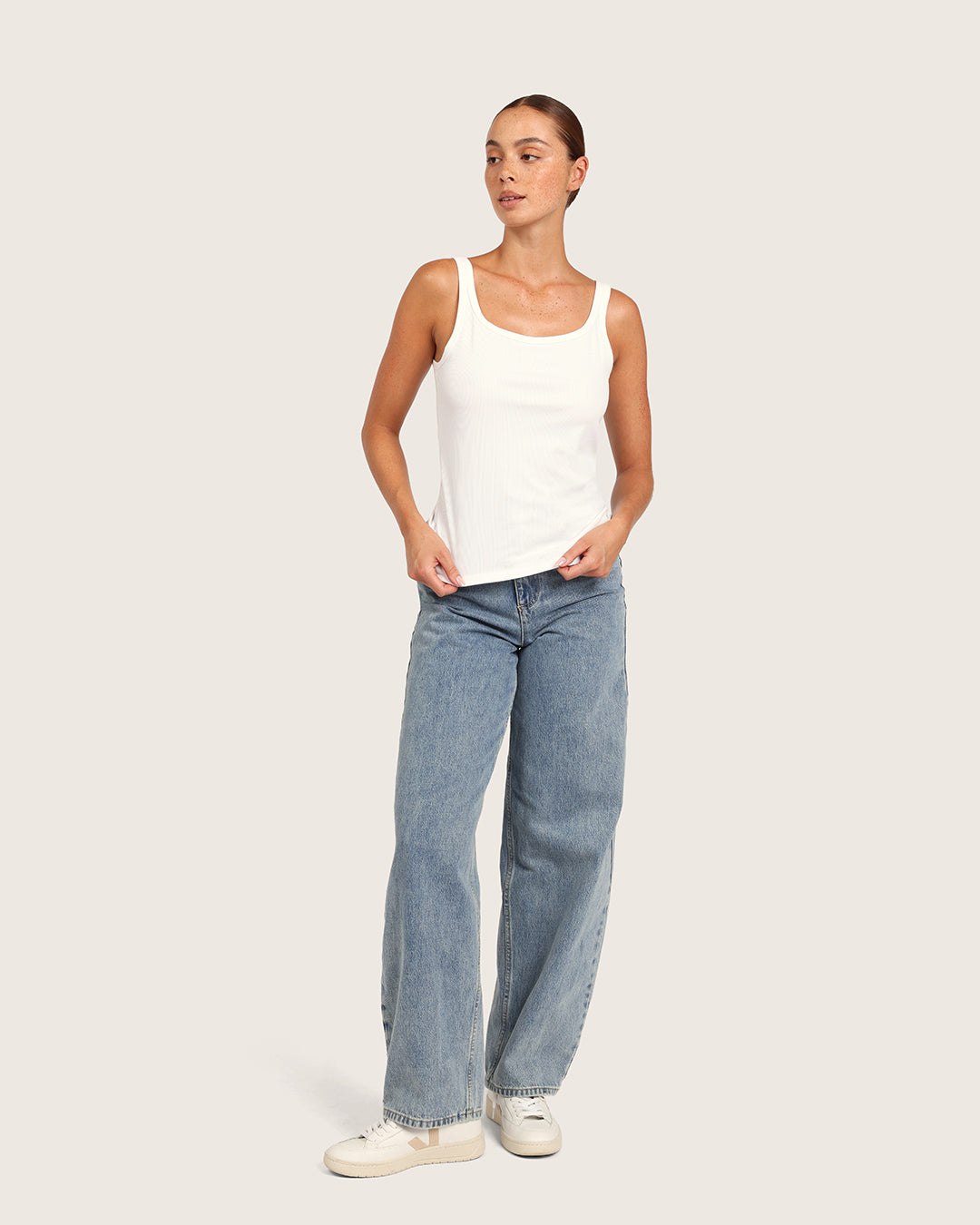 Women's Ribbed Tank Top - White