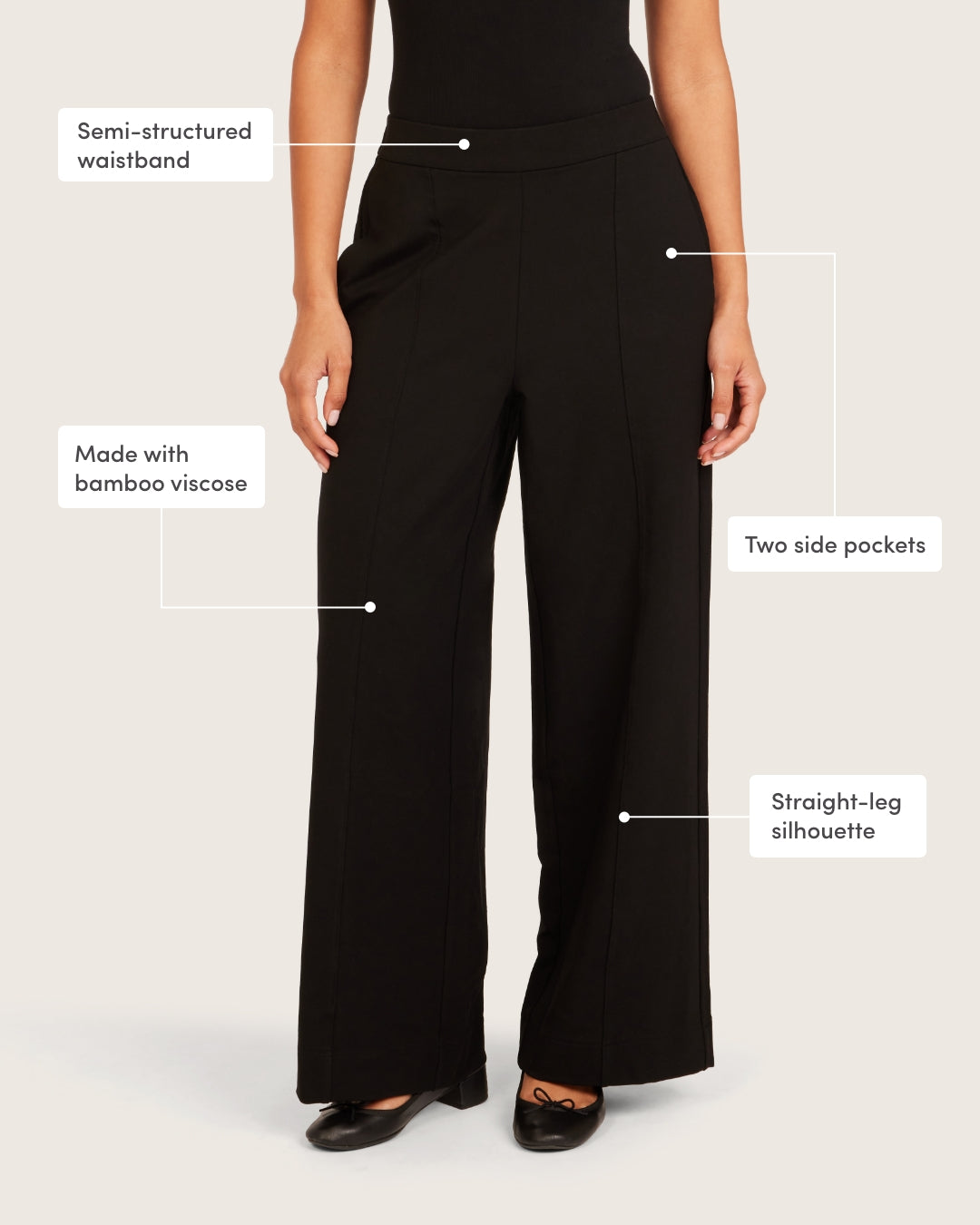 Relaxed Leg Pants - Short - Black