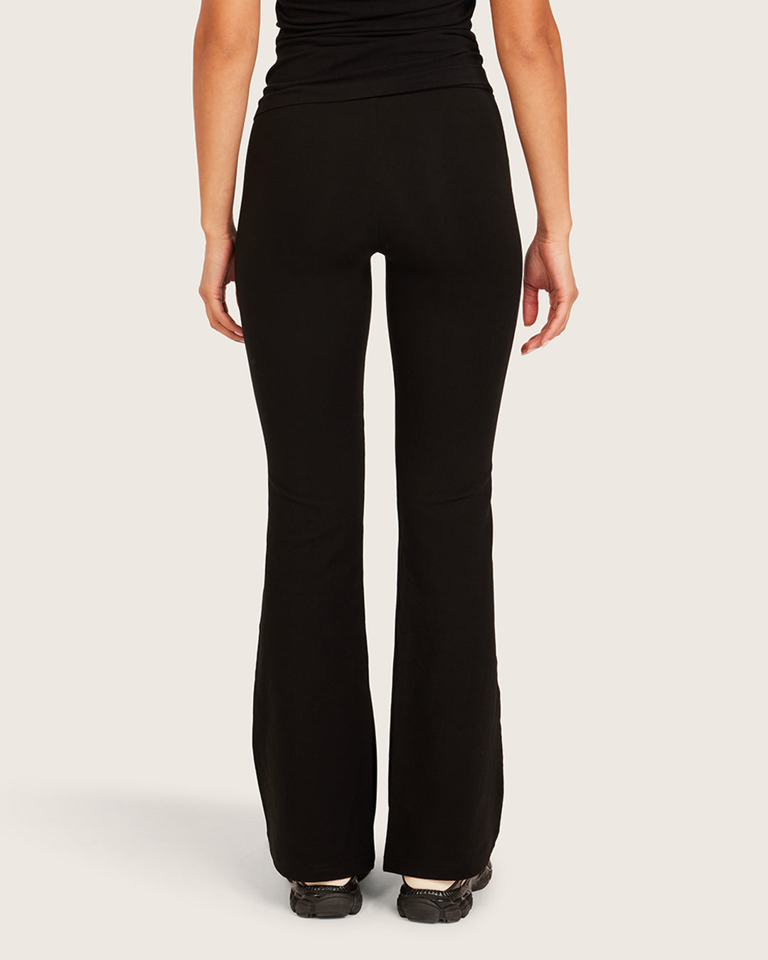 High Waist Flare Pants - Short - Black