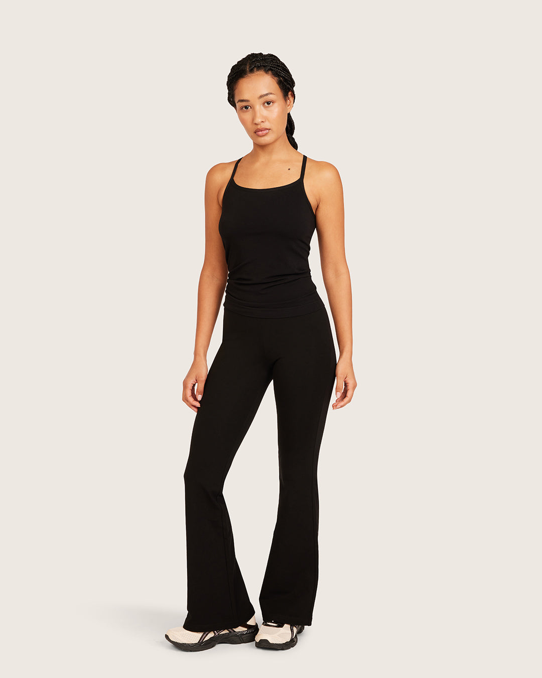 High Waist Flare Pants - Short - Black