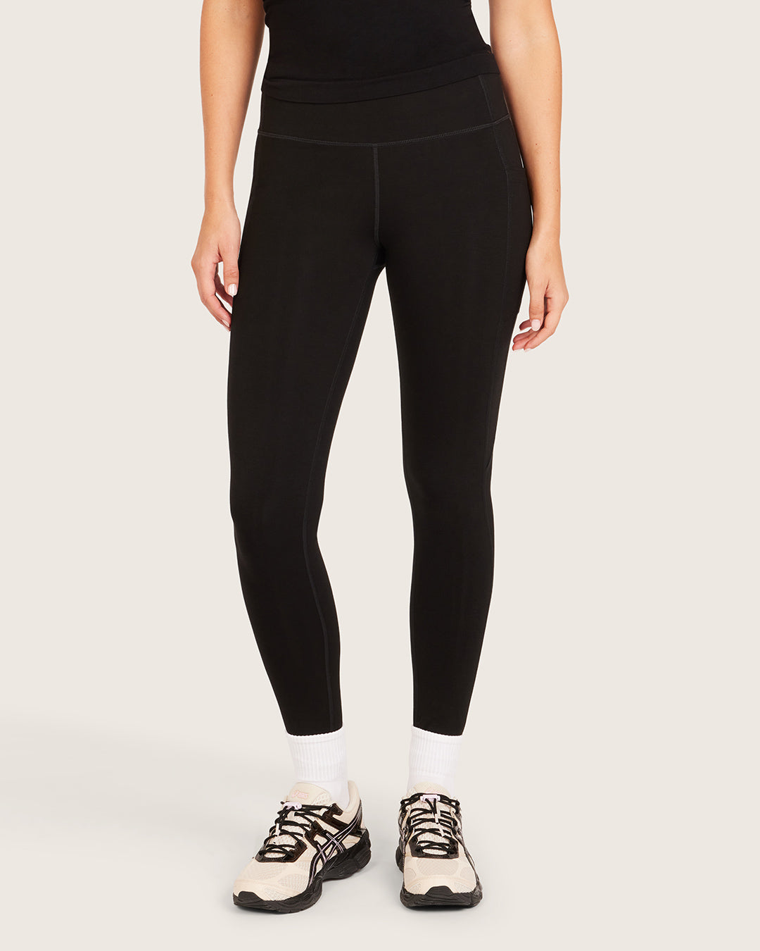 High Waist Leggings with Pocket - Black