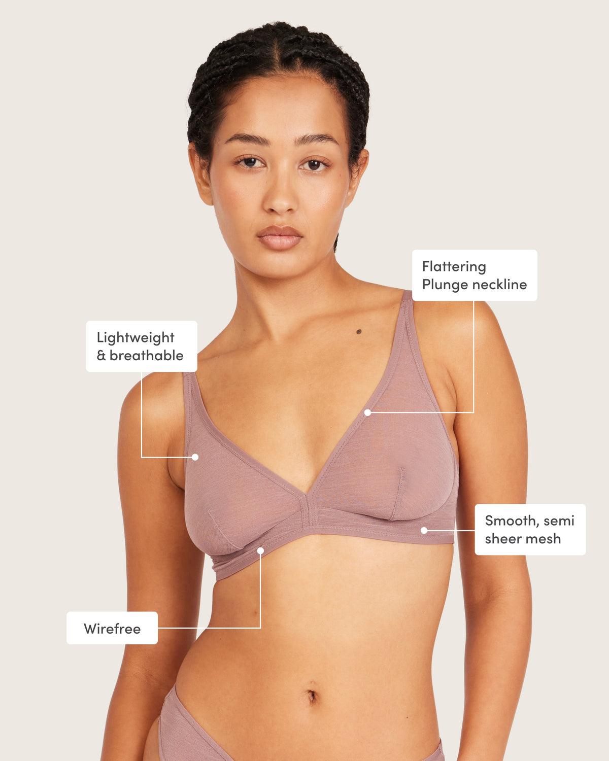 FreeMesh Plunge Bralette - Mauve